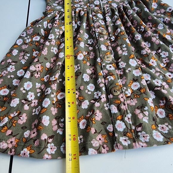 Little Lass Green and Pink Casual Dress with Short Sleeves and Crew Neck - Picture 3 of 8